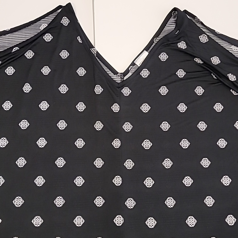 Wearabouts Dot Graphics V-Neck Tunic Top Black White Large - Picture 5 of 11